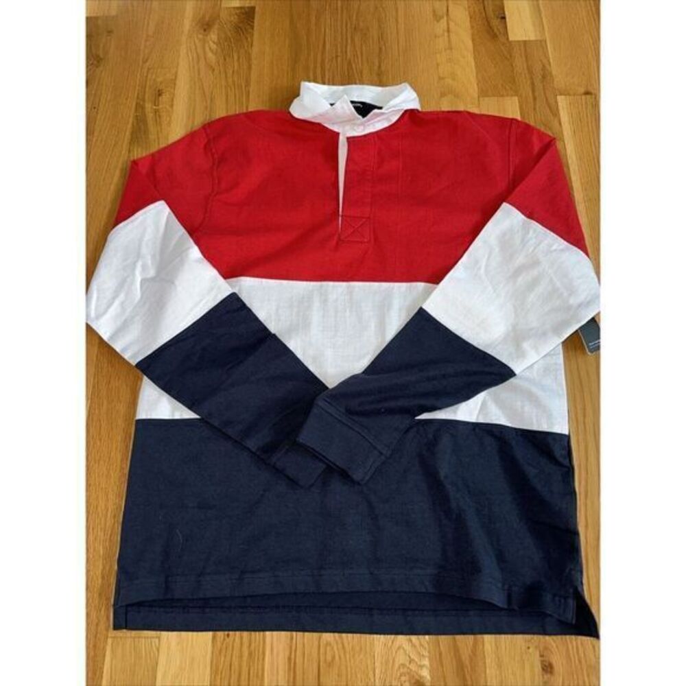 Burnside Rugby Mens‎ Shirt Medium Red/blue/whiteStriped Polo Soccer. New